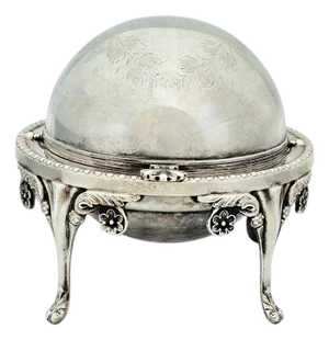 English Victorian Style Silver-Plated Roll-Top Butter Dish — Dome Server 5.125"