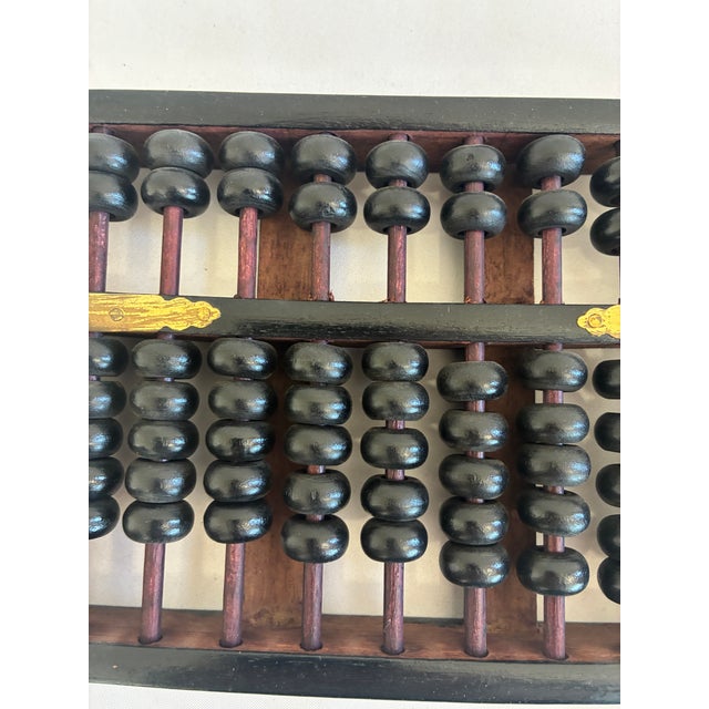 Farmhouse Vintage Wood and Brass Abacus With Black Beads For Sale - Image 3 of 9
