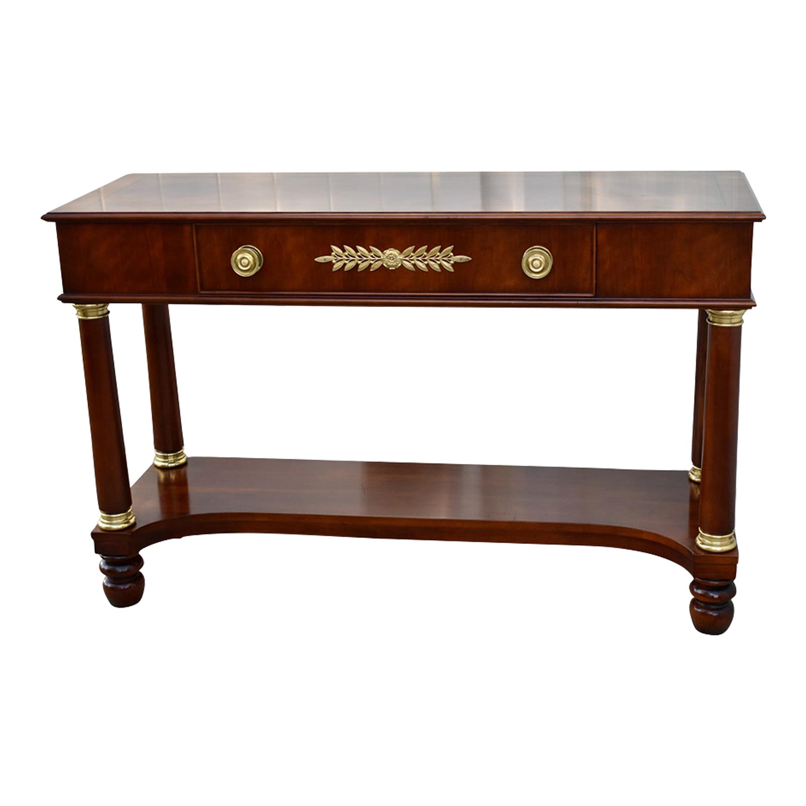 Vintage Statton Inlaid Mahogany French Empire Console Table W/Brass ...