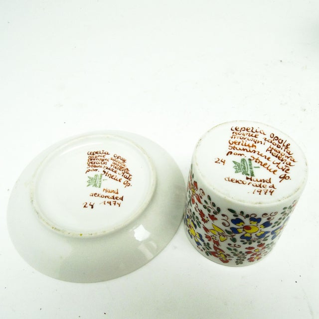 Hand-Painted Cups and Saucers from Karolina Factory, Poland, 1970s, Set of 8 For Sale - Image 13 of 16