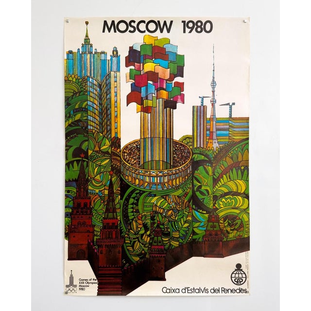 The piece this vibrant vintage poster was created for the games of the xxii olympiad, held in moscow in 1980. The artwork...