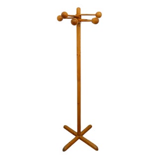Freestanding Coat Rack with Swivel Ball Hooks in Pine Wood by Rainer Daumiller, 1960s For Sale