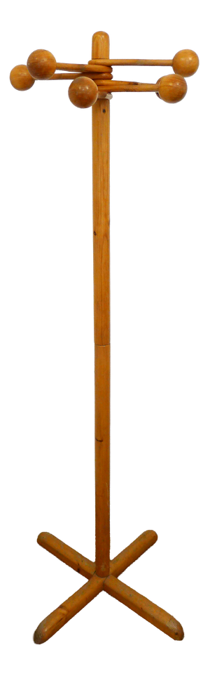 Freestanding Coat Rack with Swivel Ball Hooks in Pine Wood by Rainer Daumiller, 1960s