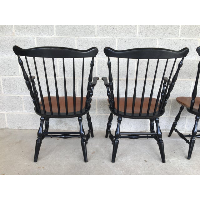 L. Hitchcock Black Harvest Fan Back Windsor Dining Chairs Set of 4
