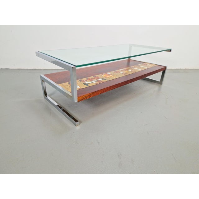 Vintage Z-Shaped Coffee Table with Ceramic Tableau, 1960s For Sale - Image 12 of 12