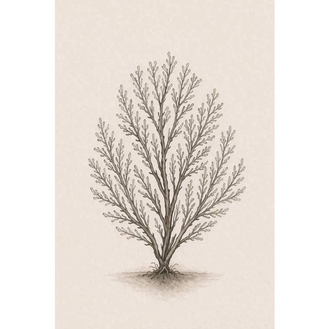 Delicate Coral Study, Minimalist Coastal Botanical Art Print, 24" × 36" Reproduction For Sale