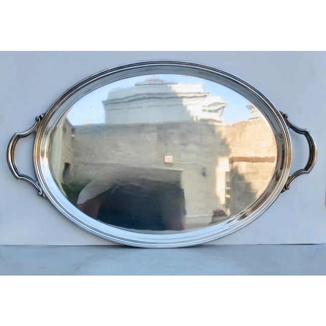 Art Deco Tiffany & Co. Large Art Deco Tray Silver Plate Mid -Century For Sale - Image 3 of 7