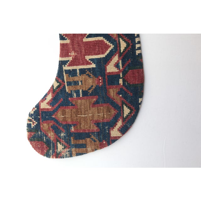 Contemporary Handmade Stocking From Antique Oriental Rug - Tribal Rug Holiday Stocking For Sale - Image 3 of 6