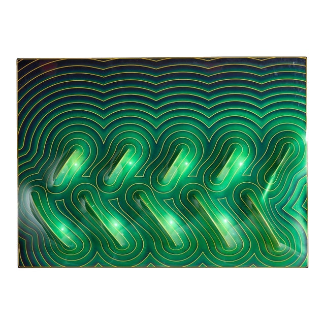 J. McCarthy Mid Century 1977 Strawberry Fields Large Green Fiberglass Wall Art For Sale