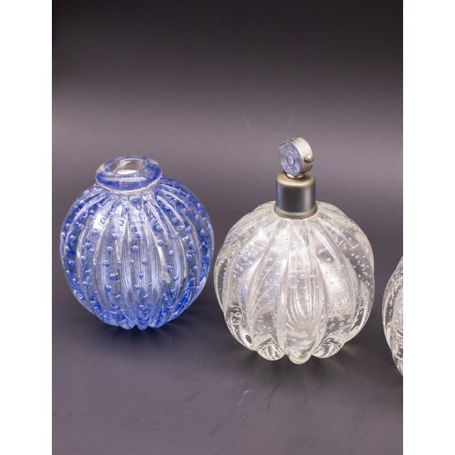 Set of 2 Bubbles Blue Vase by Barovier E Toso, 1950s For Sale - Image 10 of 11