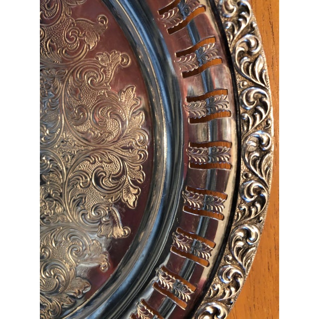 Metal Vintage Silver Plated Covered Serving Dish/ Relish Dish With Glass Insert For Sale - Image 7 of 9