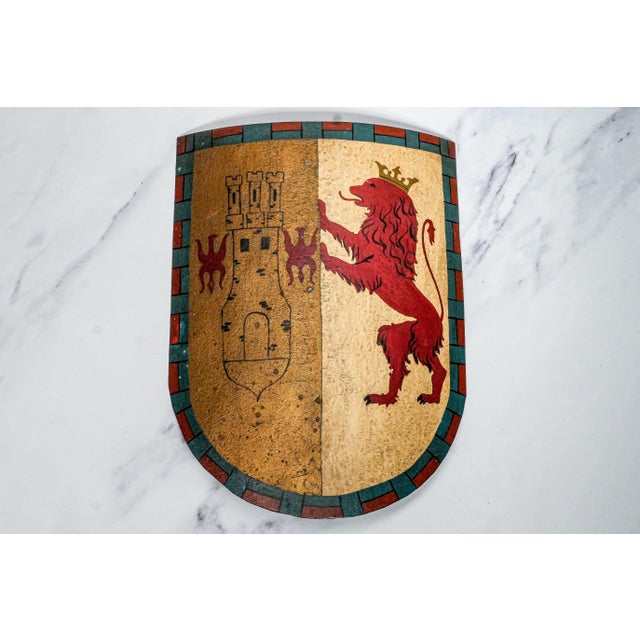 Collection of Three Antique Hand-Painted Metal Shields English Medieval Heraldic Designs Art For Sale - Image 10 of 17