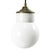 1950s Mid-Century Industrial White Porcelain, Opaline Glass, and Brass Pendant Lamp For Sale - Image 5 of 7