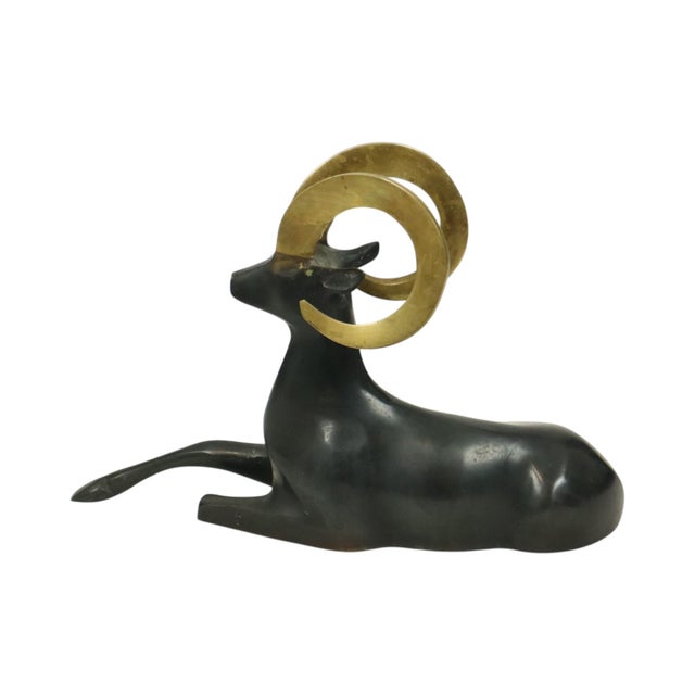 1950s After Loet Vanderveen, Ram Statue, 1950s, Brass For Sale - Image 5 of 13