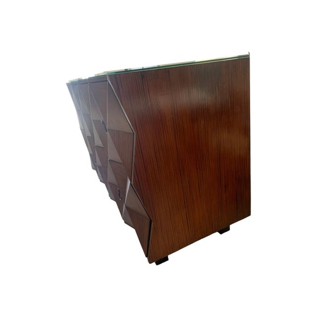 Brown Late 20th Century Diamond Front Crushed Bamboo Dresser/ Chest With Rattan Wrapped Legs For Sale - Image 8 of 10