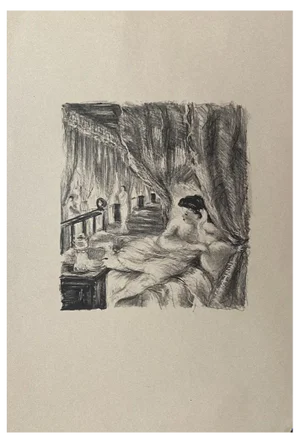 Jacques Marie Gaston Onfroy de Bréville, Woman Portrait, Lithograph on Paper, 20th Century
