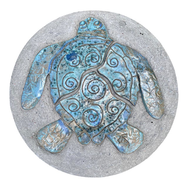 Sea Turtle Mosaic Garden Stone, Hand Made For Sale