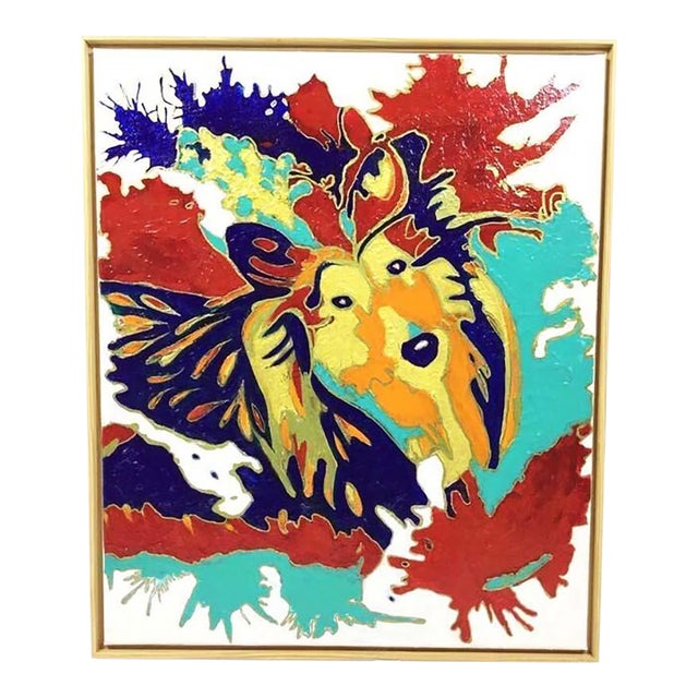 Original Abstract Portrait of a Collie Dog - Vibrant Colors For Sale