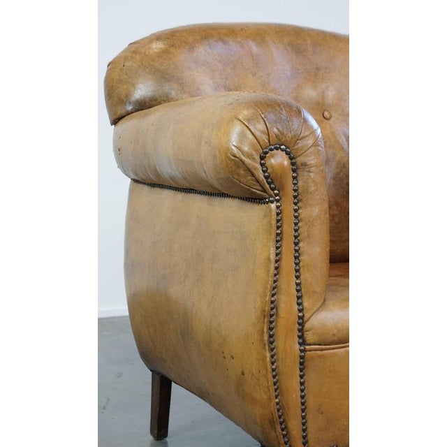 Brown Armchair in Sheep Leather For Sale - Image 11 of 16