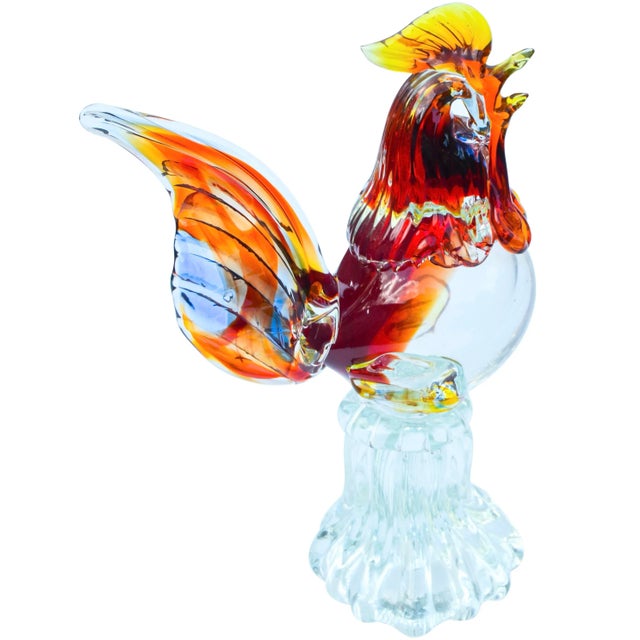 Mid 20th Century Mid-Century Large Alfredo Barbini Murano Colorful Italian Art Glass Roaster Figurine For Sale - Image 5 of 11