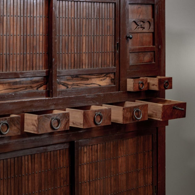 Wood Antique Japanese Meiji Period Two Piece Tansu Chest (Goshu Mizuya) For Sale - Image 7 of 10