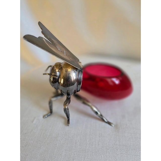 Mappin and Webb honey bee pot with red glass body. Considered highly collectible today, the honey bee pots were made in...