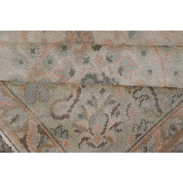 Neutral Vintage Turkish Oushak Rug With Floral Design and Repeated Floral Motifs For Sale - Image 15 of 16