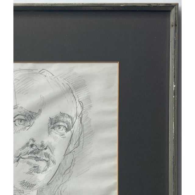 1970s Original Portrait Pencil Sketch by Michael William Linstrom - Framed For Sale - Image 4 of 9