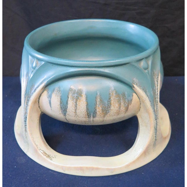 This vintage Continental Art Deco period pottery bowl is stylishly designed on an elevated circular platform. The handmade...