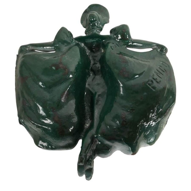 Early 20th Century Antique Pemco Baltimore Art Nouveau Enameled Cast Iron Dancer Trinket Dish c.1910 For Sale - Image 5 of 6