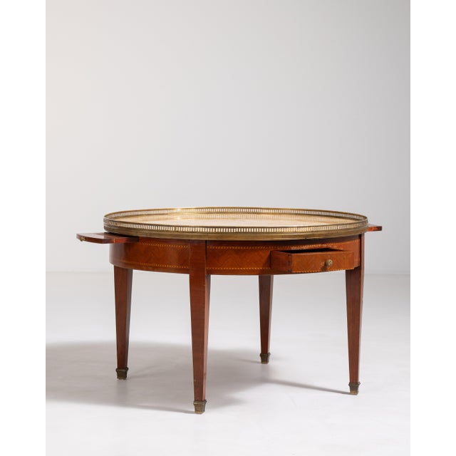 Louis XVI Bouillotte Coffee Table with Marble Top and Brass Accents, Neoclassical Style, France, Early 20th Century For Sale - Image 12 of 17