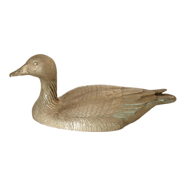 Finely Detailed Brass Duck Paper Weight For Sale