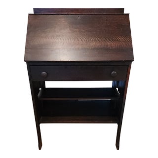 Antique Arts & Crafts MIssion Style Quarter-Sawn Oak Slant Secretary Desk For Sale