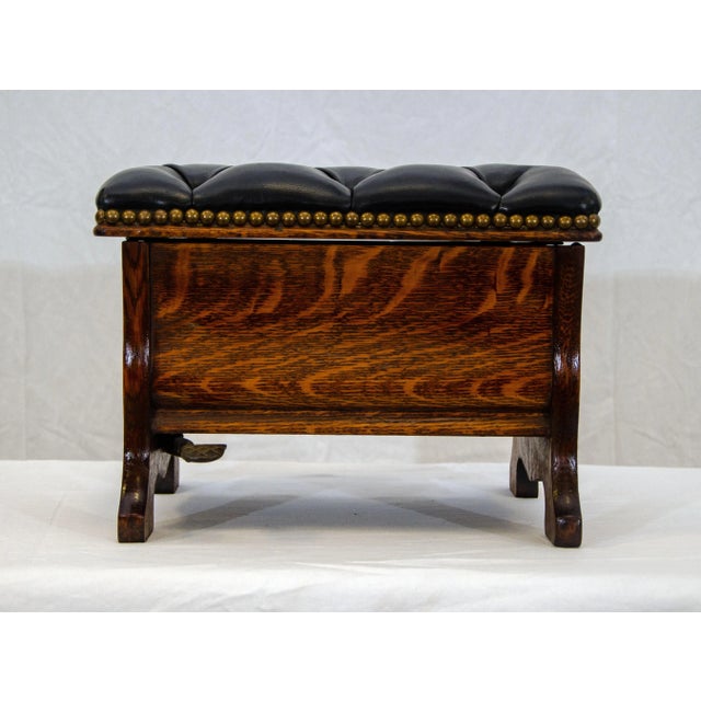 Early 20th Century Victorian Oak Footstool For Sale - Image 4 of 12