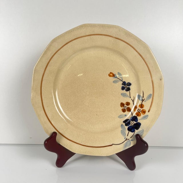 Dinner Plates with Floral Motif from Sarreguemines, 1930s, Set of 5 For Sale - Image 6 of 13