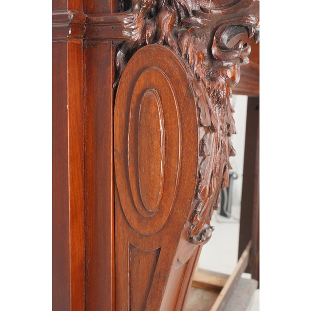 Brown Antique Renaissance Revival Wooden Fireplace Mantel For Sale - Image 8 of 11