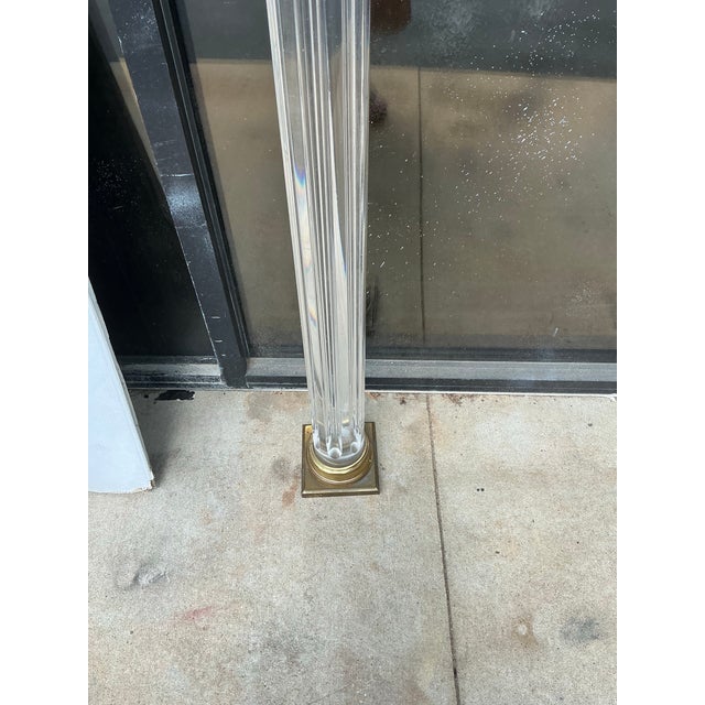 Mid 20th Century Mid-Century Modern Italian Neo-Classical Style Lucite & Brass Pedestals Columns or Floor Lamps - Pair For Sale - Image 5 of 9