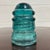 Early 20th Century Antique Hemingray 12 Teal Glass Insulator For Sale - Image 5 of 6