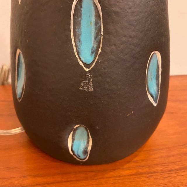 Black Pair of Italian Pottery Table Lamps For Sale - Image 8 of 12