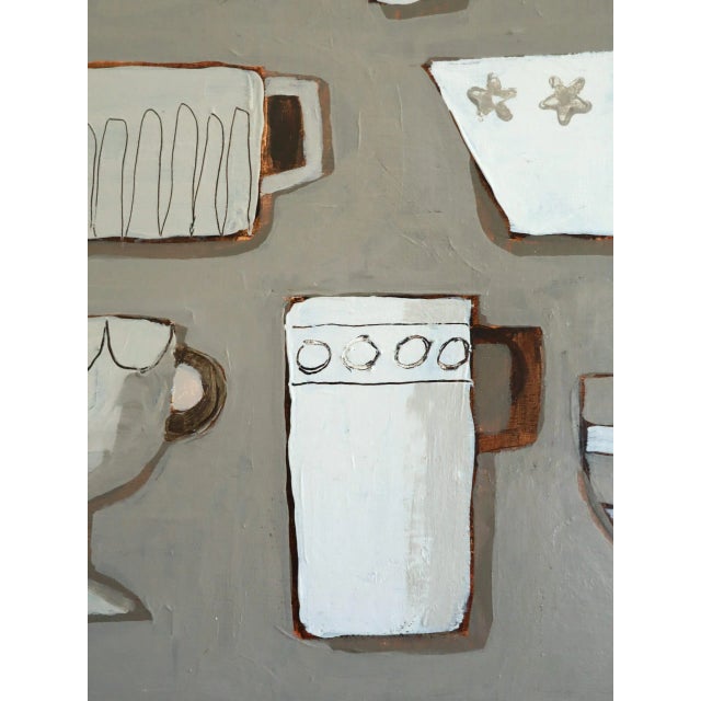 2025 Contemporary 'Cup Collective' Original Mini Naive Style Acrylic Painting by British Artist Annemarie Derrick, Framed For Sale - Image 9 of 12