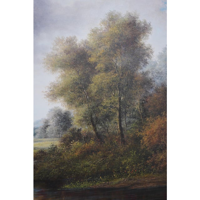 Gold Large Oil Painting on Canvas Shepard River Bend For Sale - Image 8 of 14