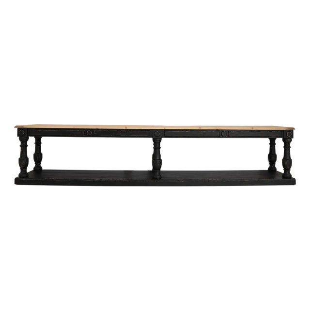 Mid 20th Century France Black Wood Console Table For Sale