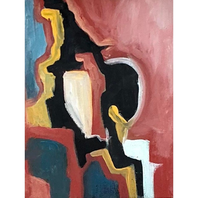 Mid-Century Modern Vintage Original Abstract Oil on Canvas For Sale - Image 3 of 12