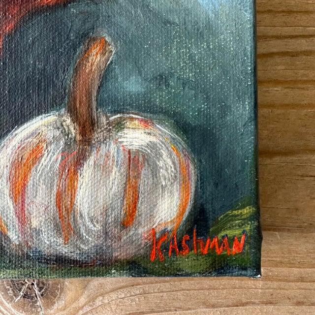 2020s Chinosierie Turneen Painting With Autumn Roses, Sunflowers and Pumpkins, Thankful & Blessed by Artist Kristin Ashman For Sale - Image 5 of 12