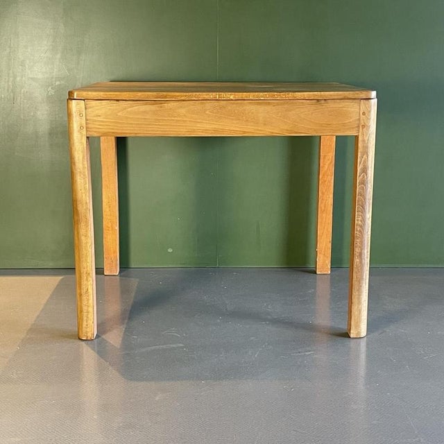 Small vintage wooden kitchen table/side table/desk. Approximate dimensions: Height: 76.5cm Width: 76cm Depth: 90cm.