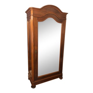 Antique Victorian Mirrored Walnut Armoire For Sale