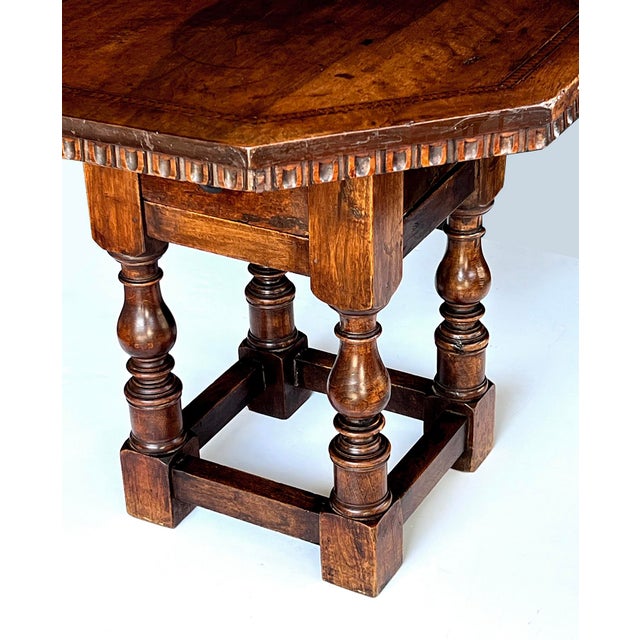Wood Pair Rustic Continental Baroque Style Octagonal Single-Drawer Side Tables For Sale - Image 7 of 13