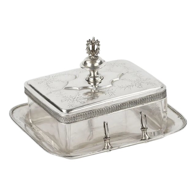 Austrian Silver Oiler with Glass, 1890s For Sale