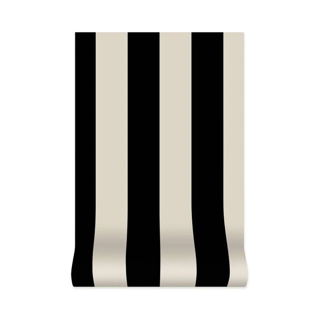 House of Hackney House of Hackney Mono Stripe Wallpaper - Off-Black & Oyster For Sale - Image 4 of 4