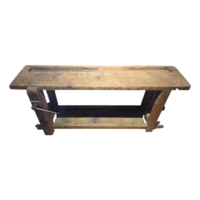 Antique Wooden Carpenters Workbench with Original Patina, 1890 For Sale